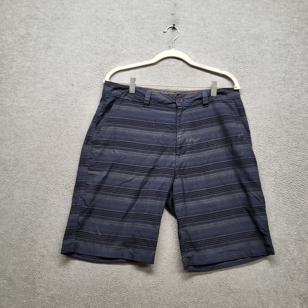 O'Neill Men Shorts 32 Blue Striped Chino Pockets High Rise 10 in Inseam READ
